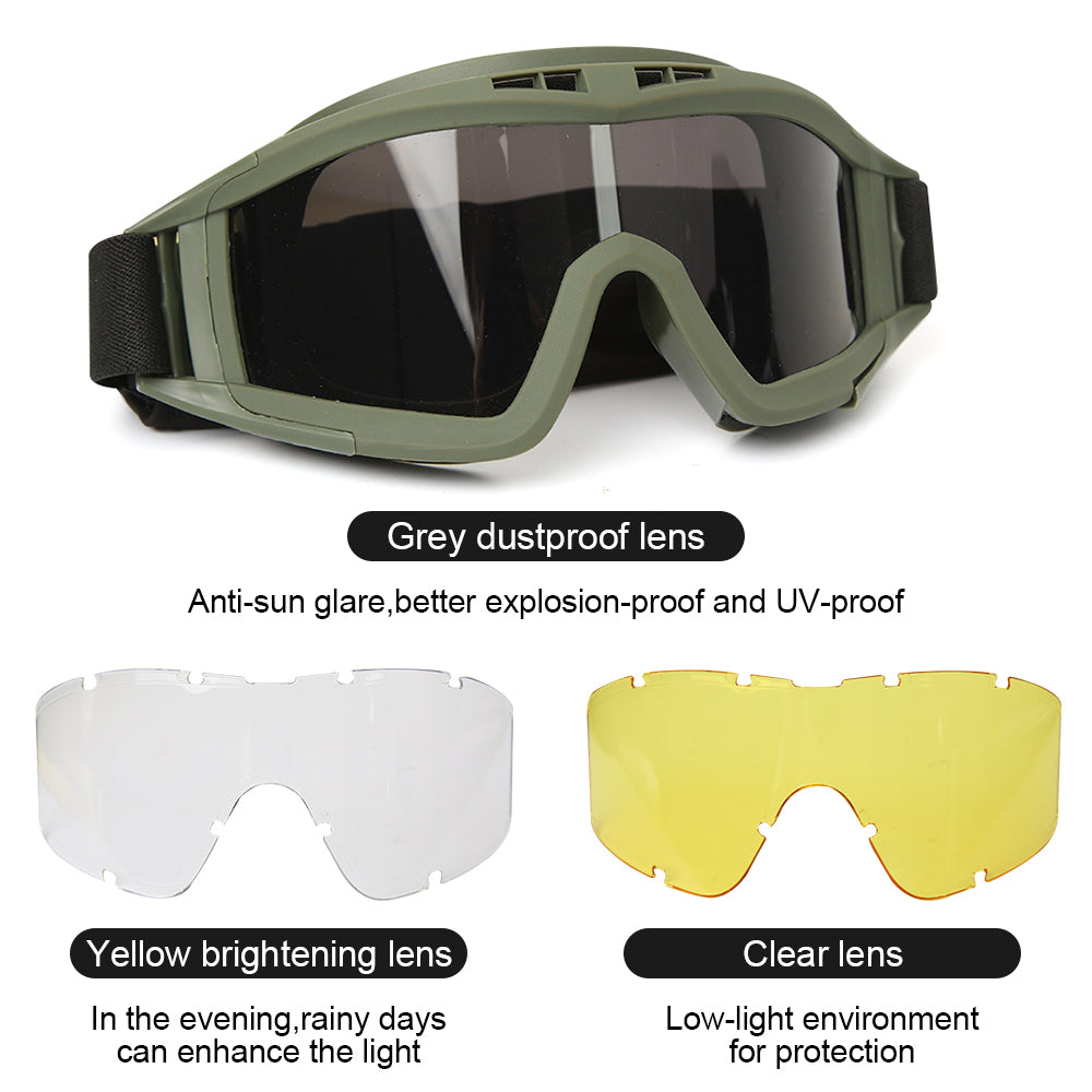 Airsoft Tactical Goggles 3 Lens Military Glasses